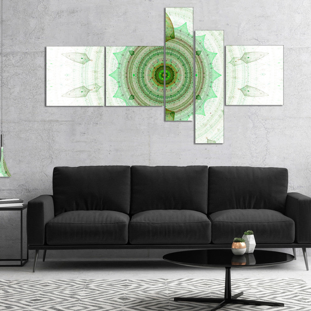 Light Green Cryptical Sphere, Abstract Wall Art Canvas, 60"x32", 5 panels