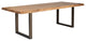 Brooks Dining Table, U Base, 40"x116", Teak Top, Brass Base