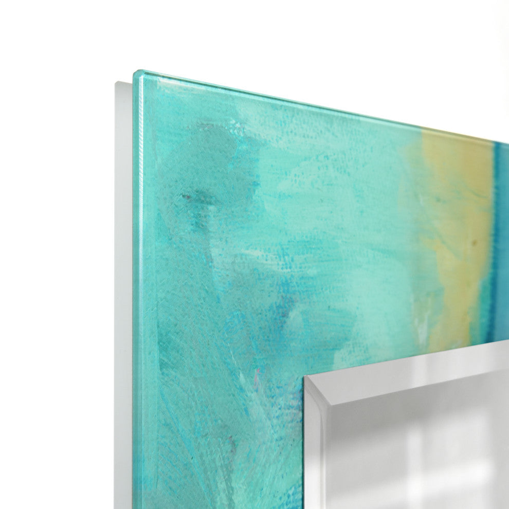 "Sky"Beveled Mirror on Printed Abstarct Tempered Art Glass, 40x30"