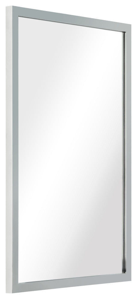 Contempo Stainless Steel Gold Wall Mirror, Polished Silver, 20"x30"