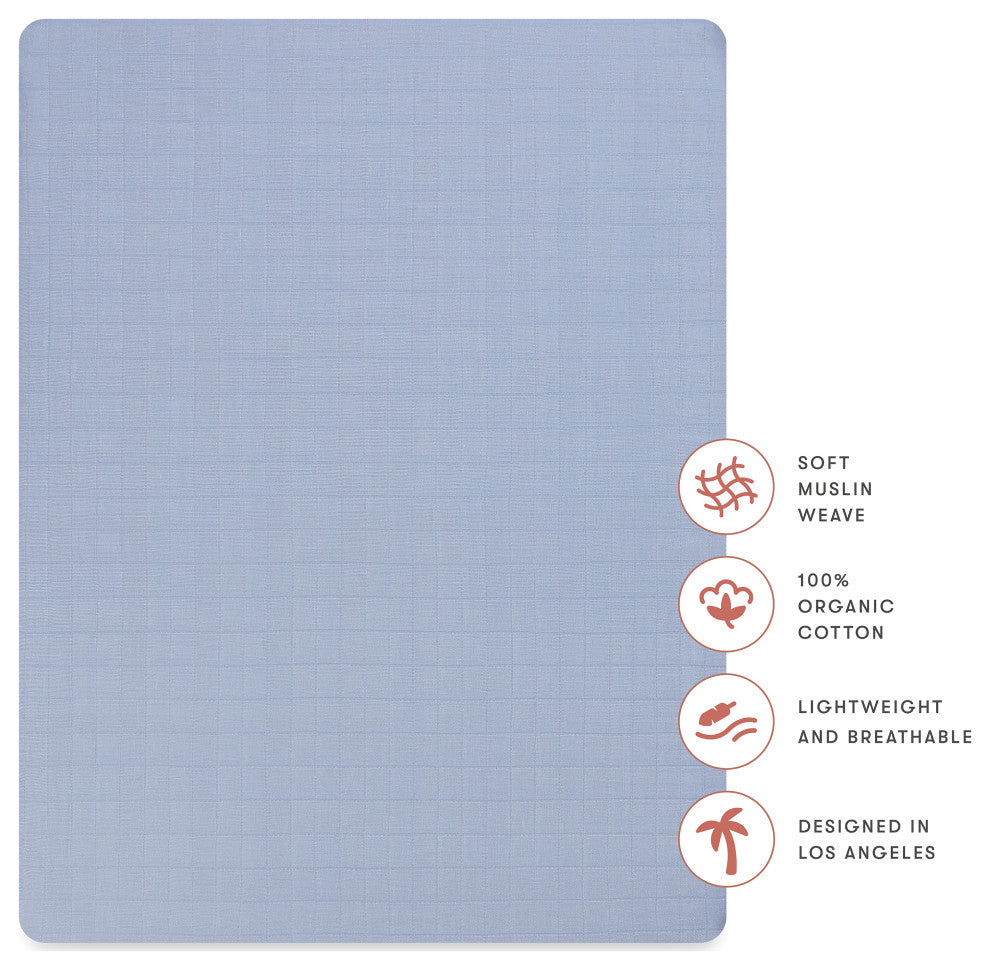 All-Stages Midi Crib Sheet, GOTS Certified Organic Muslin Cotton, Dewdrop