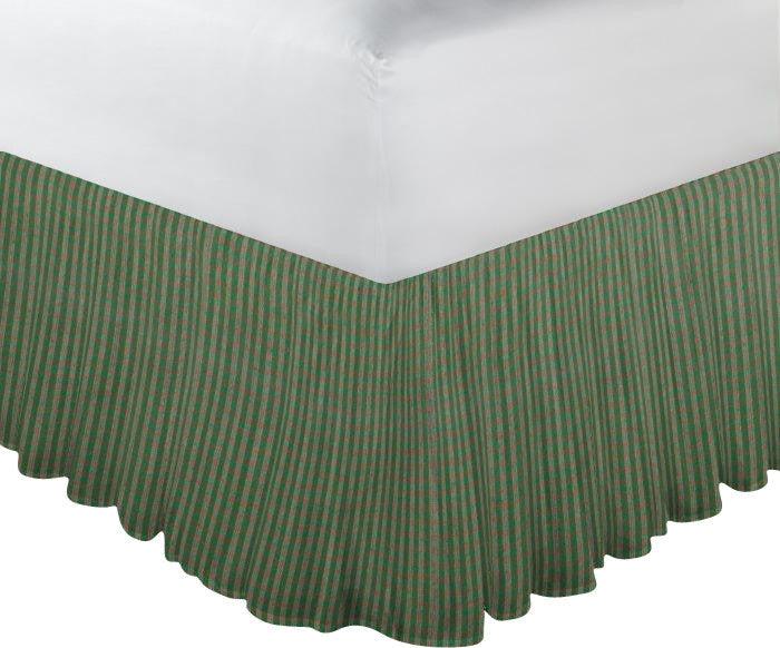 Hunter Green and Tan Check, Old Fabric Dust Ruff Twin 39"X60"
