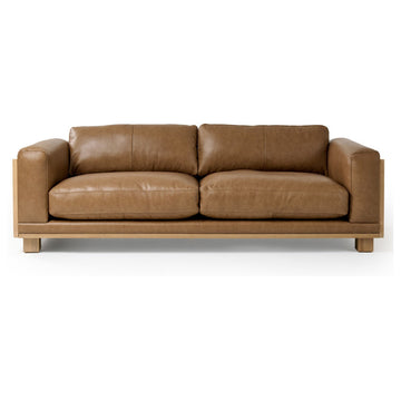 Divani Casa Danson Modern Tan Leather, Wicker Sofa