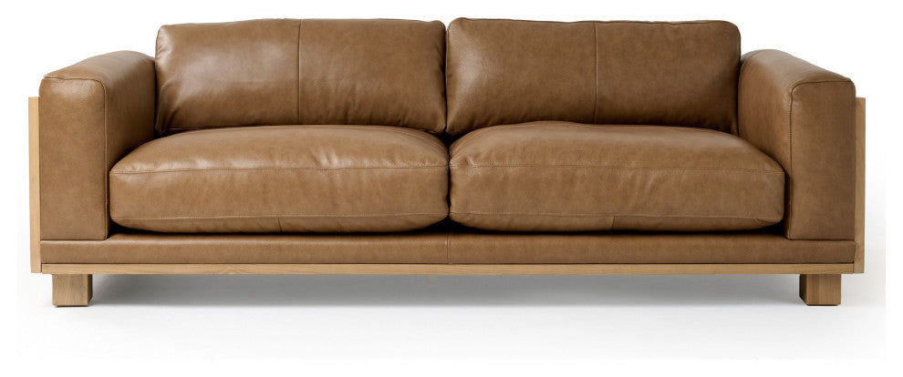 Divani Casa Danson Modern Tan Leather, Wicker Sofa