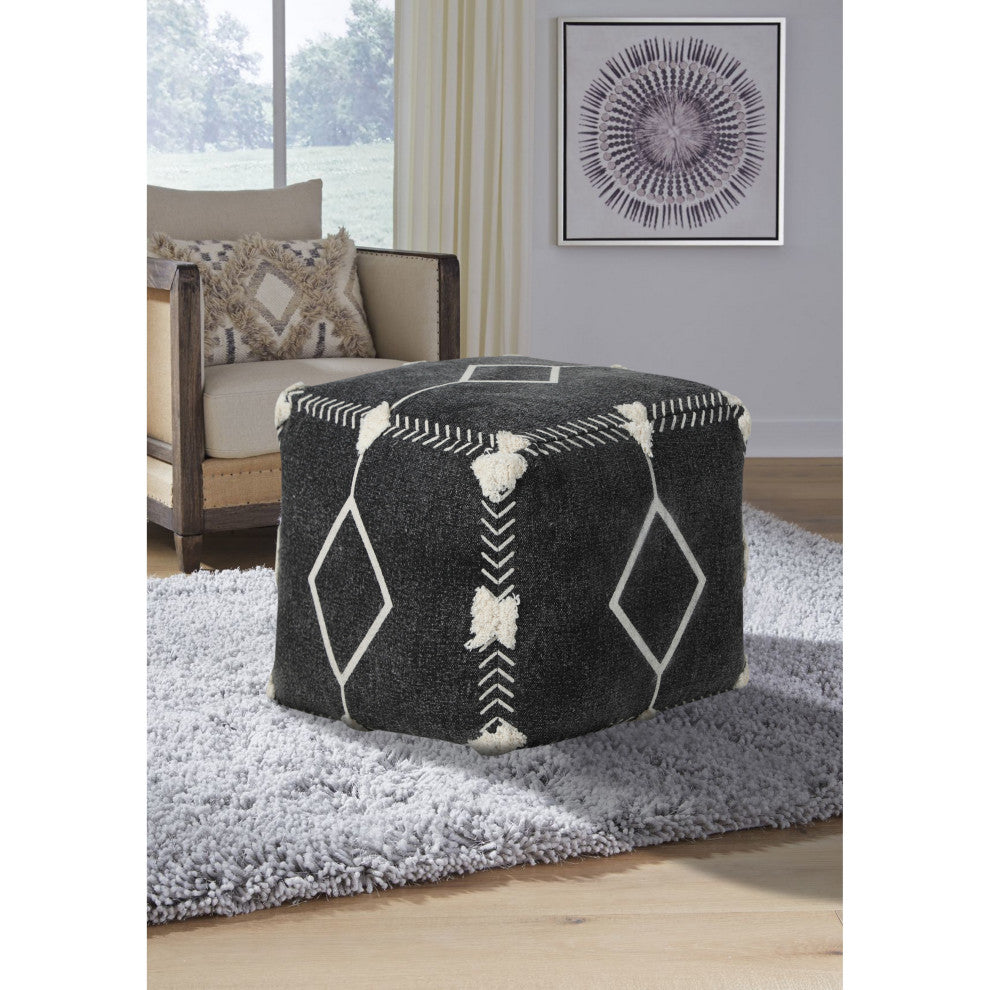 Textured Diamond Dash Pouf Ottoman