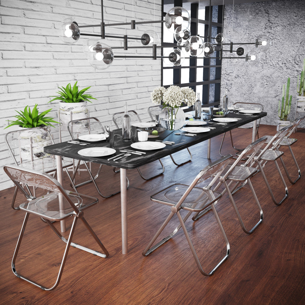 Lawrence Acrylic Folding Chair With Metal Frame, Transparent Black