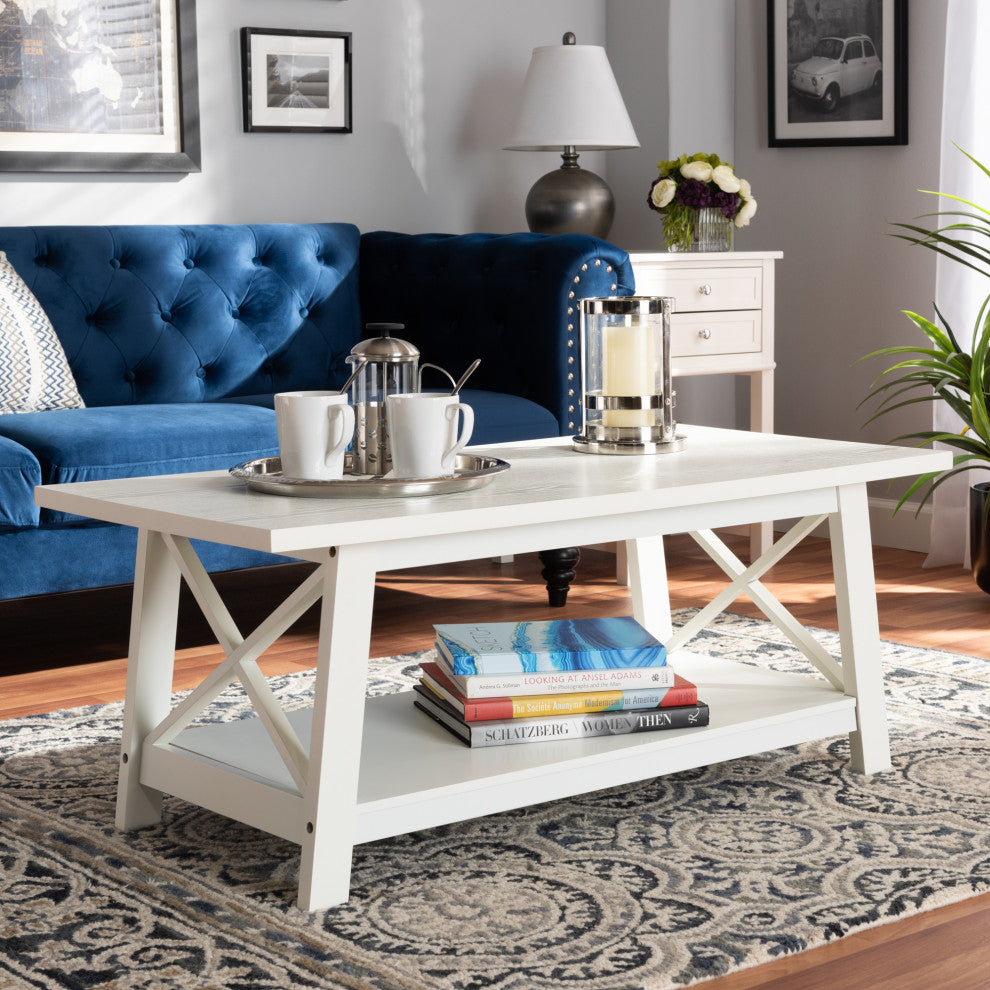 Germain Modern and Contemporary White Finished Wood Coffee Table