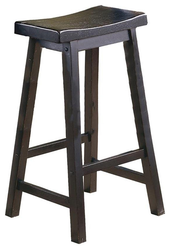 Lexicon Saddleback 29" Solid Wood Bar Stool in Black (Set of 2)
