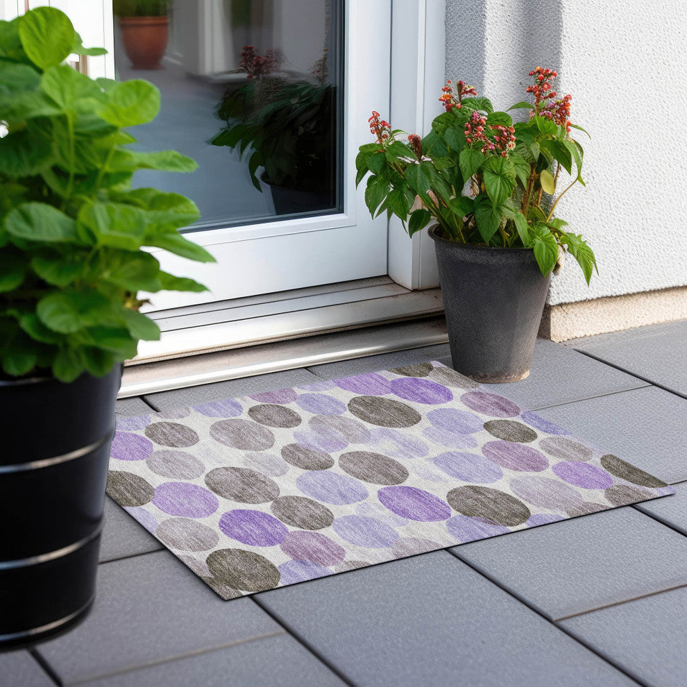 Machine Washable Indoor/Outdoor Chantille ACN1898 Purple 1'8" x 2'6" Rug