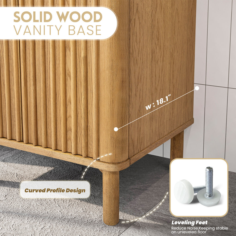 Mumbai Bath Vanity with Ceramic Basin Top without Mirror, Weathering Light Brown, 24", Single Vanity