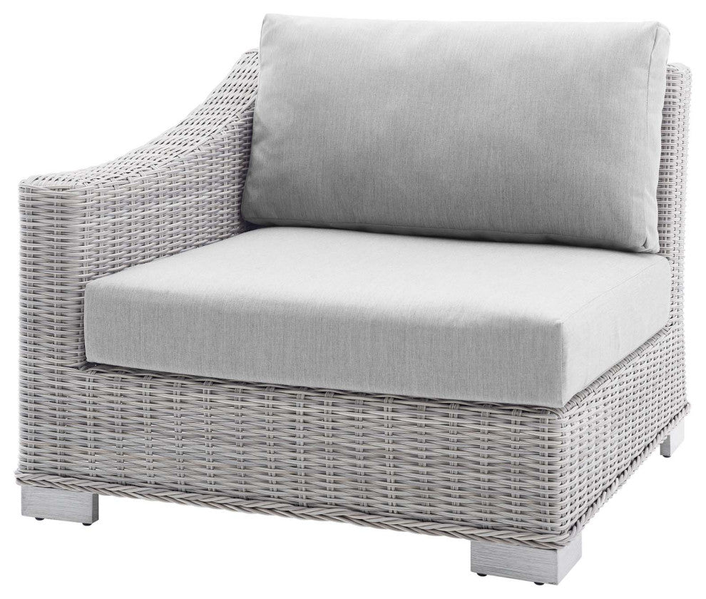 Lounge Sectional Sofa Set, Rattan, Wicker, Gray, Modern, Outdoor Patio Cafe