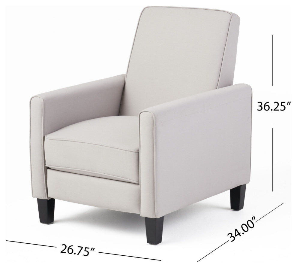 Susan Fabric Recliner, Set of 2, Light Gray and Dark Brown