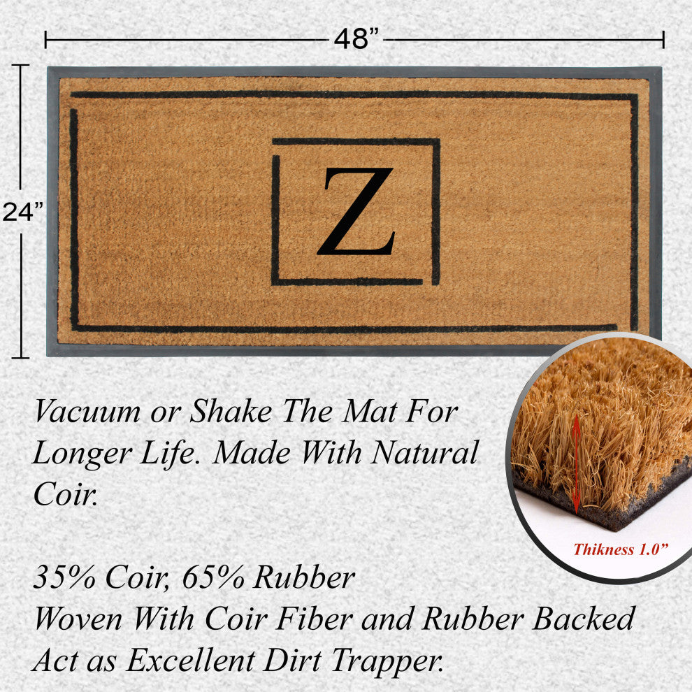 A1HC Hand-Crafted 24"x48" Rubber Coir Double-Single Monogrammed, Z