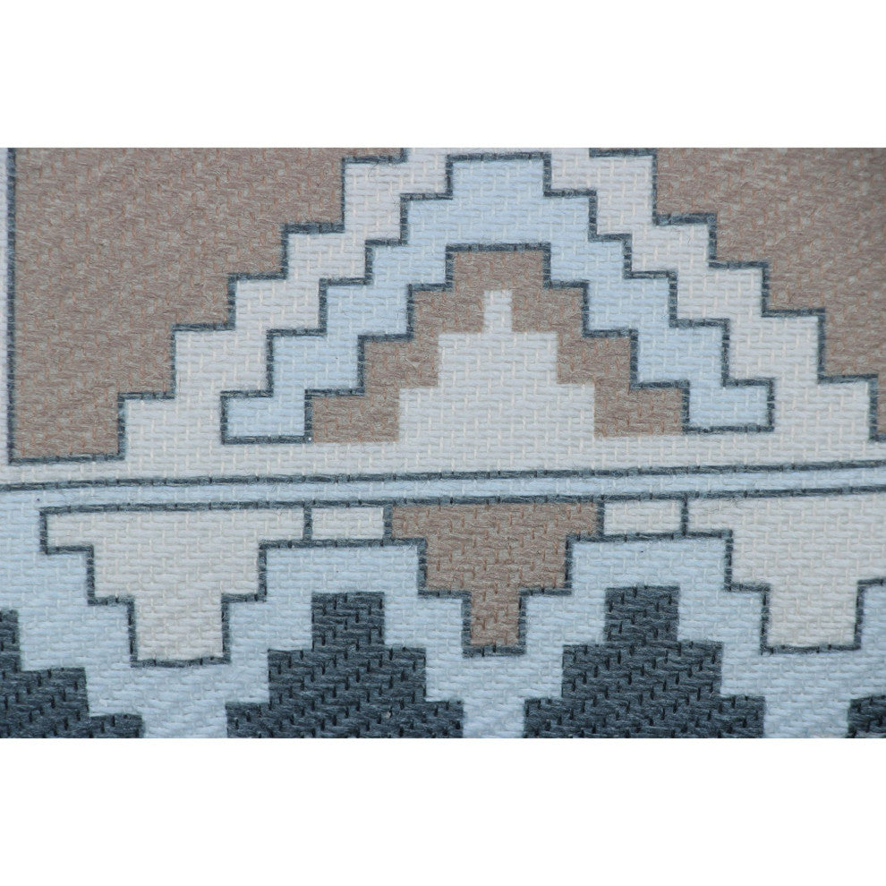 Blue Machine Woven Peterson Pouf, 18" Cube