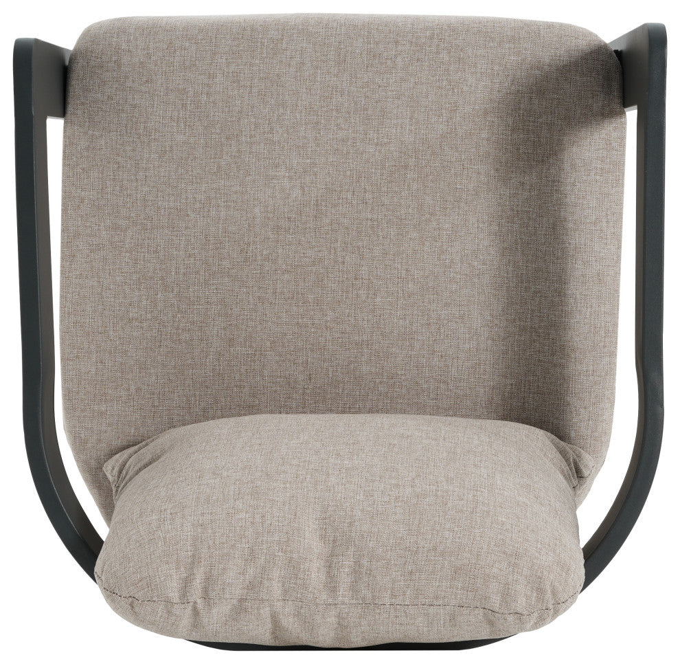 GDF Studio Outdoor Aluminum Dining Chairs With Cushions, Set of 2, Black/Beige