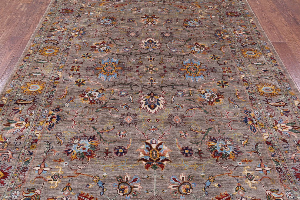 6' 11" X 9' 11" Persian Tabriz Hand-Knotted Wool Rug Q10115
