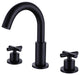 Deck Mounted Dual Handle Widespread Bathroom Faucet, Matte Black