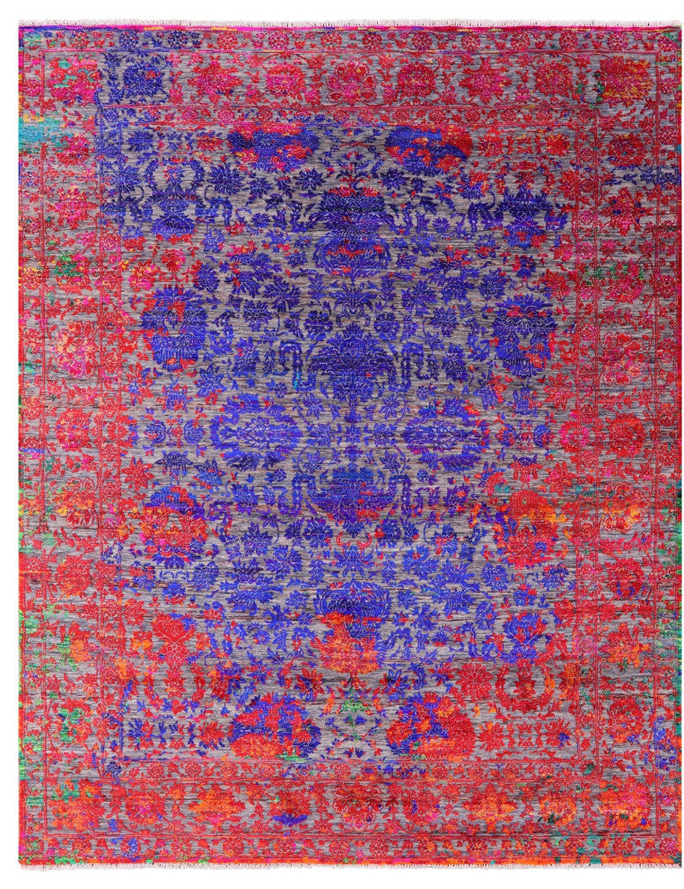 Hand Knotted Wool & Silk Persian Rug 8' 0" X 10' 3" - Q13496