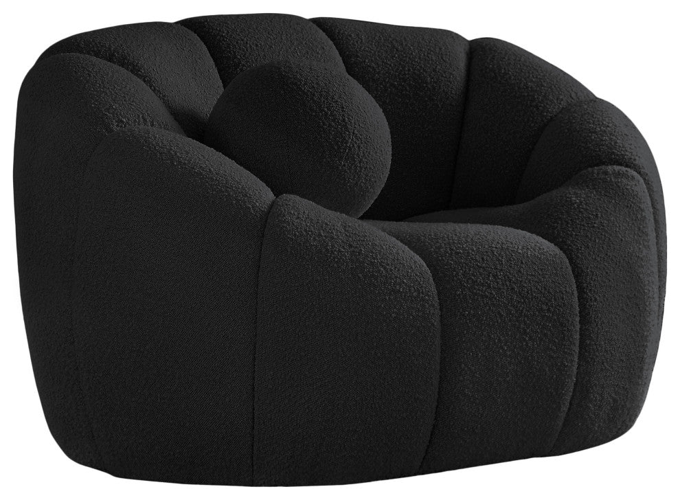 Elijah Boucle Fabric Upholstered Chair, Black