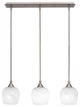 Stem 3-Light Pendalier with Hang Straight Swivel, Brushed Nickel/White Marble