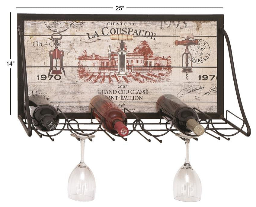 Black Metal Vintage Wall Wine Rack