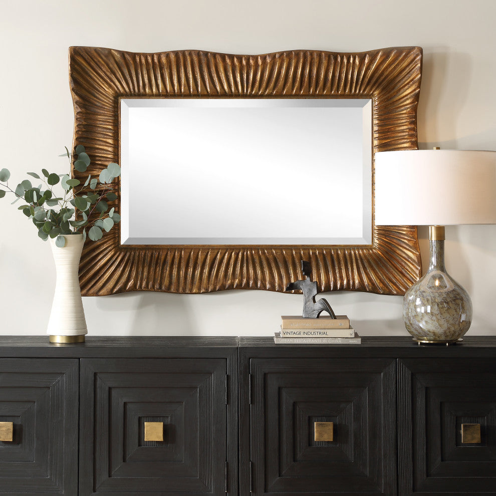 Uttermost Emerson Scalloped Antique Gold Mirror