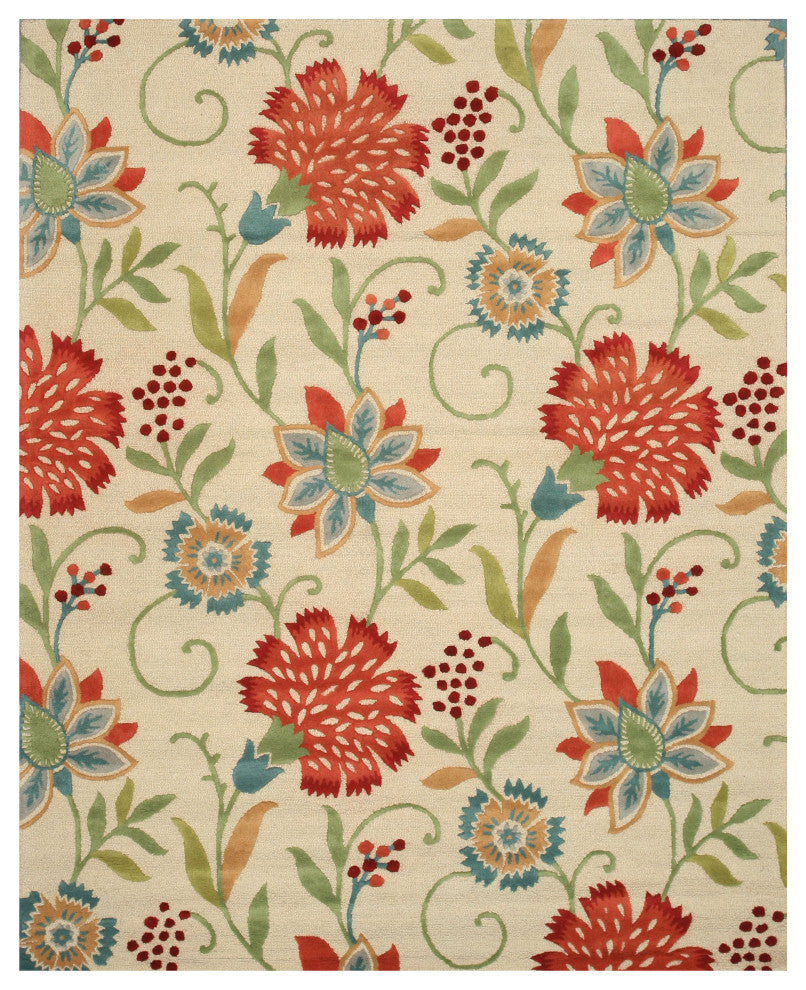 Ivory Transitional Floral Spring Garden Area Rug