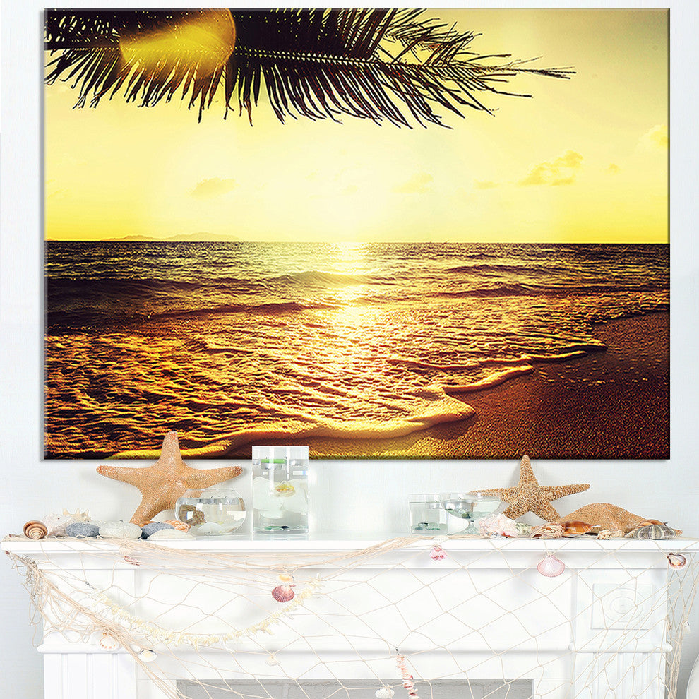 "Clear Yellow Tropical Coastline" Seashore Canvas Print, 32"x16"