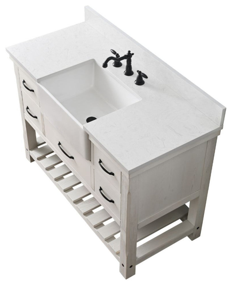 Wesley 48" Bathroom Vanity, White Wash
