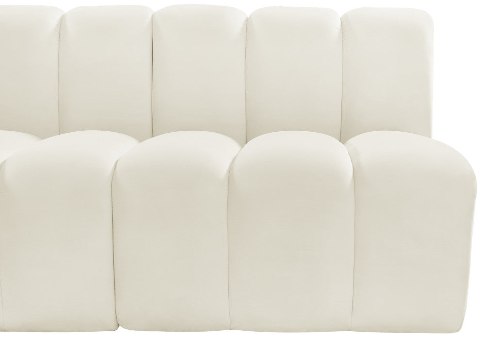 Arc Velvet Upholstered 3-Pc. Modular Sofa, Cream
