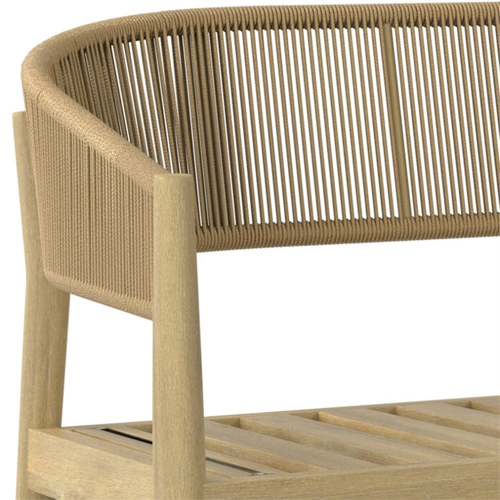 Bayshore 59 inch Wide Contemporary Outdoor Sofa in Natural Polyester Fabric