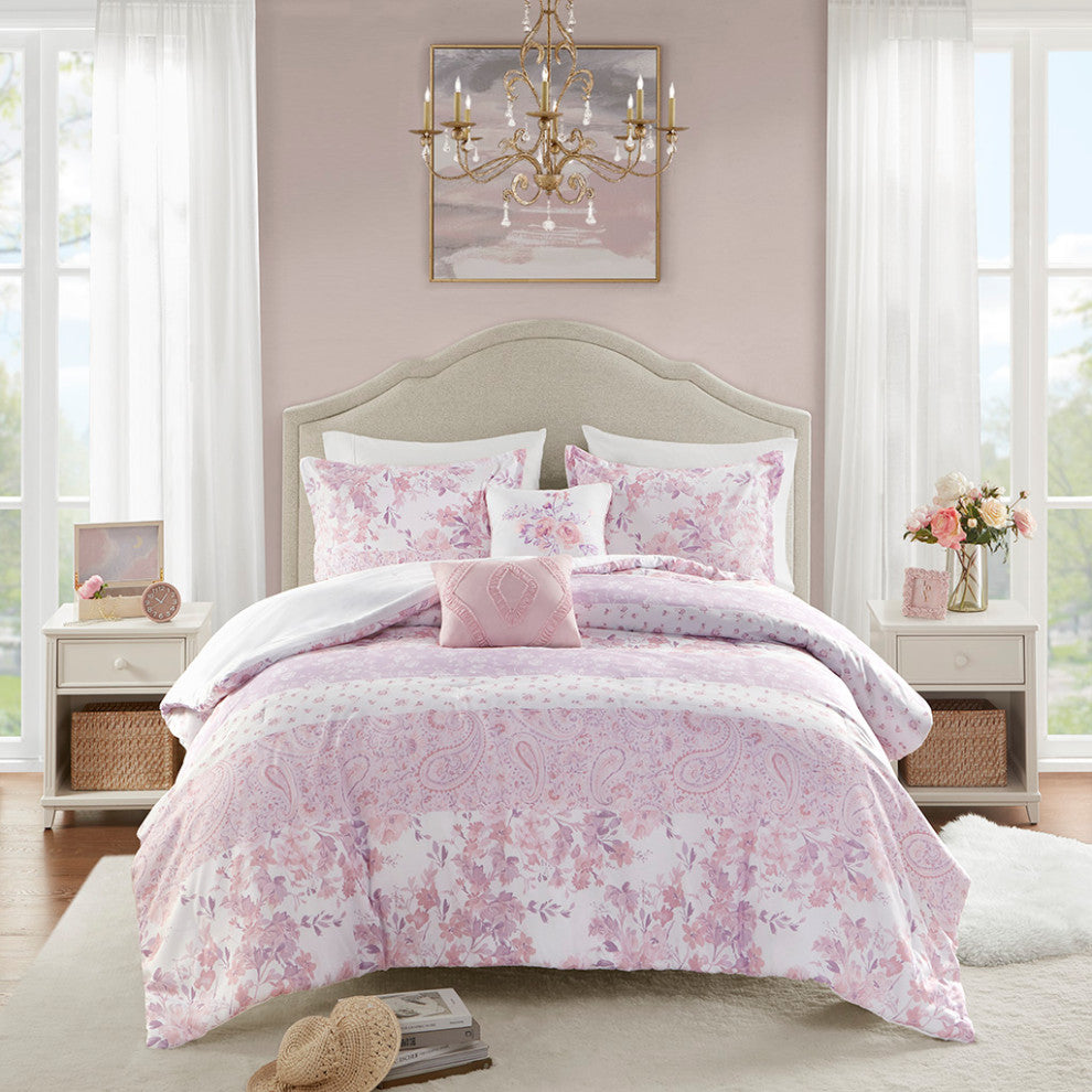 Intelligent Design Oliena Floral Paisley Comforter Set, Pink