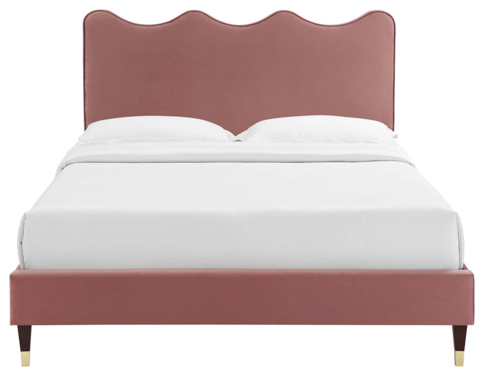 Current Performance Velvet Twin Platform Bed, Dusty Rose
