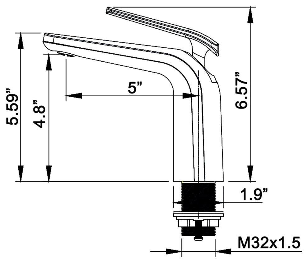 Deck Mounted Single Hole Bathroom Faucet, Matte Black