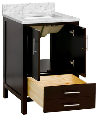 California 24" Bathroom Vanity, Chocolate, Carrara Marble