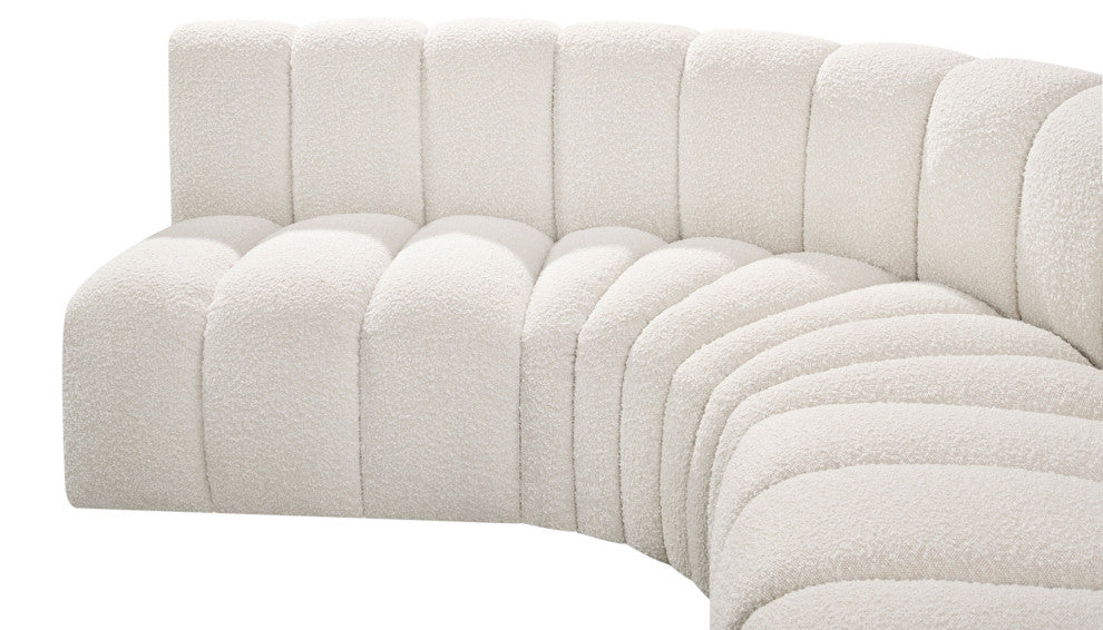 Arc Boucle Fabric Upholstered 8-Pc. Inward Curved Modular Sectional, Cream