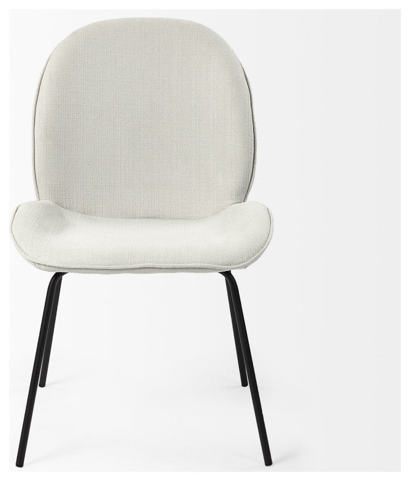 Black and White Flaired Seat Fabric Dining Chair