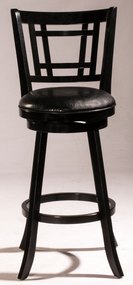 Hillsdale Fairfox Wood Bar Height Swivel Stool with Rectangular Lattice Back