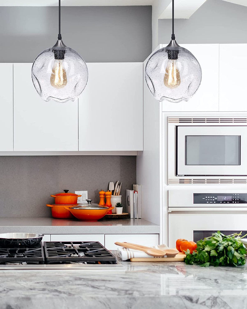 Retro Glass Pendant Lighting Fixture, Farmhouse Hanging Light