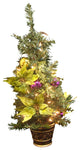 31" Lime Green Poinsettia Pre-Lit Decorated Christmas Tree, Clear Lights