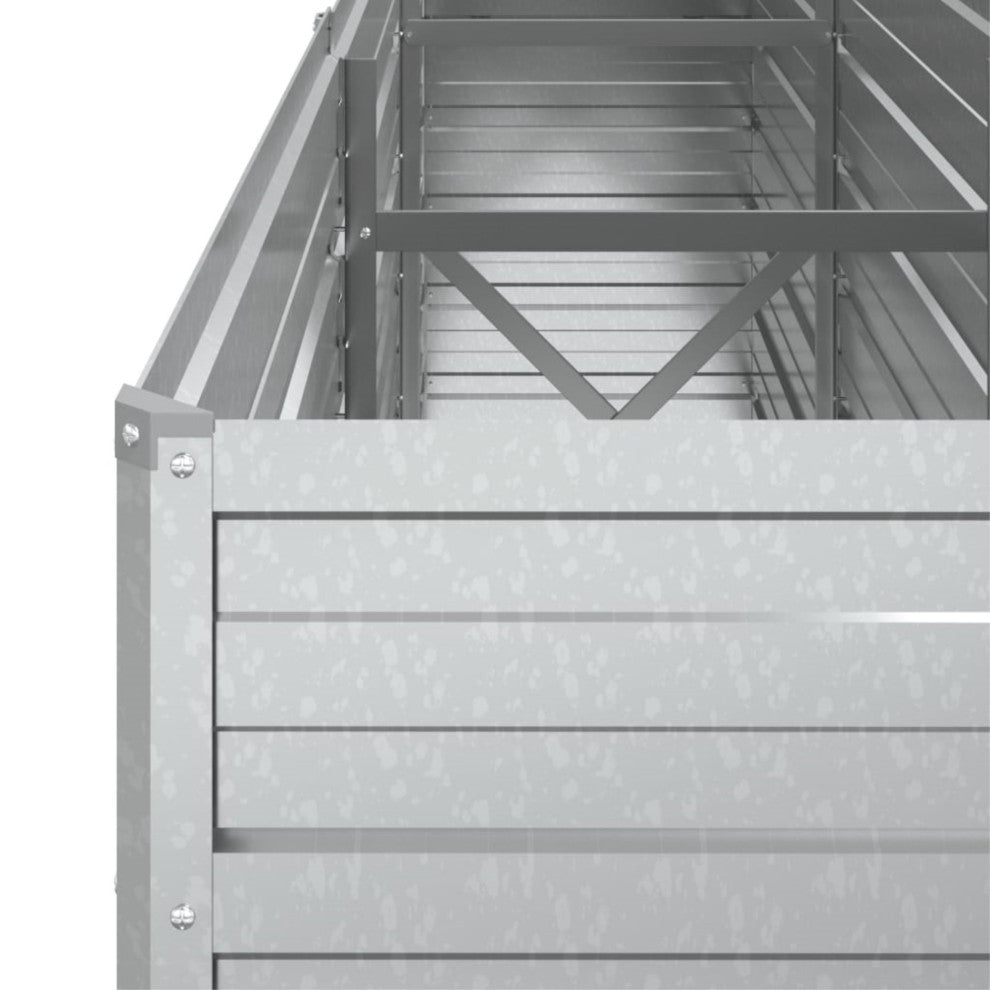 Vidaxl Garden Raised Bed 94.5"x15.7"x30.3" Galvanized Steel Silver