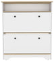 DEPOT E-SHOP Wayne Shoe Rack with Open Shelf, Light Oak/White