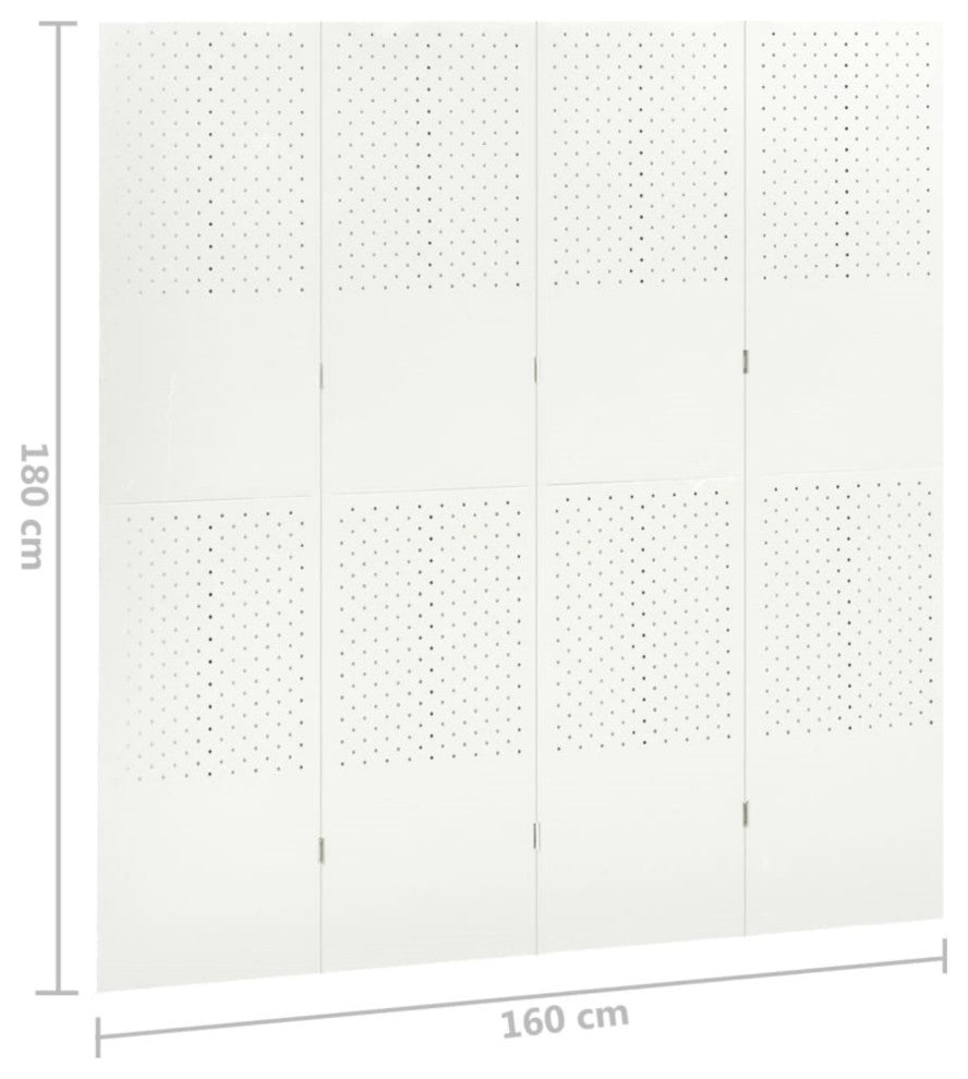 Vidaxl 4-Panel Room Divider White 63"x70.9" Steel