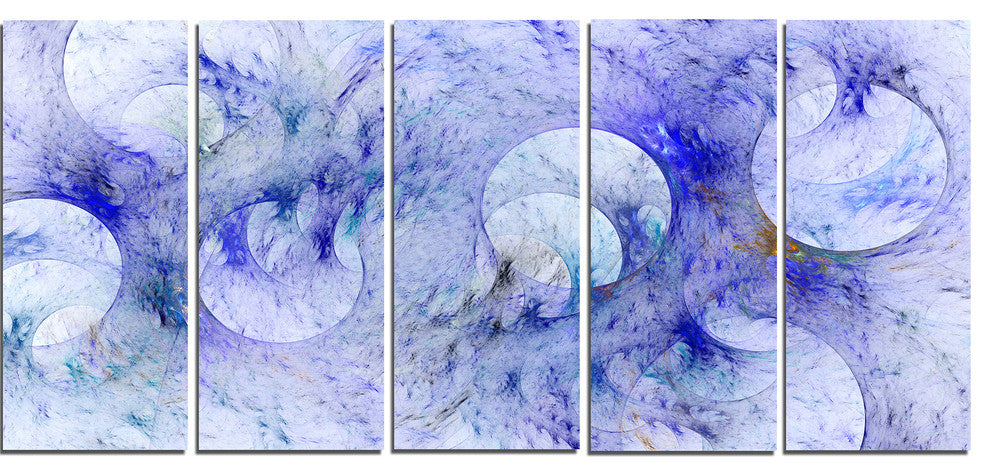 Light Blue Fractal Glass Texture, Abstract Canvas Art Print, 60"x28", 5 Panels