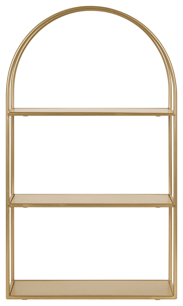 Monroe Metal Arch Shelf, Gold, 18"x31"