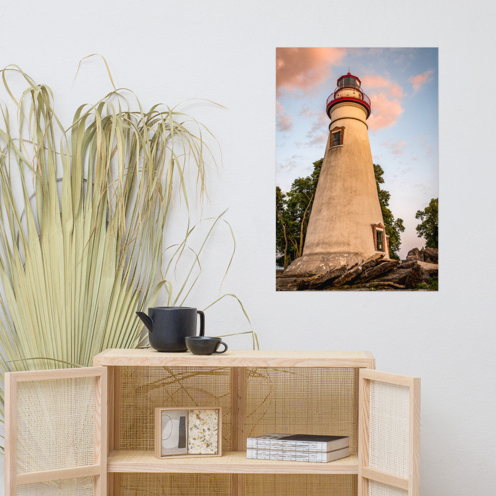 Marblehead Lighthouse at Sunset From the Shore Unframed Wall Art Prints, 24" X 36"