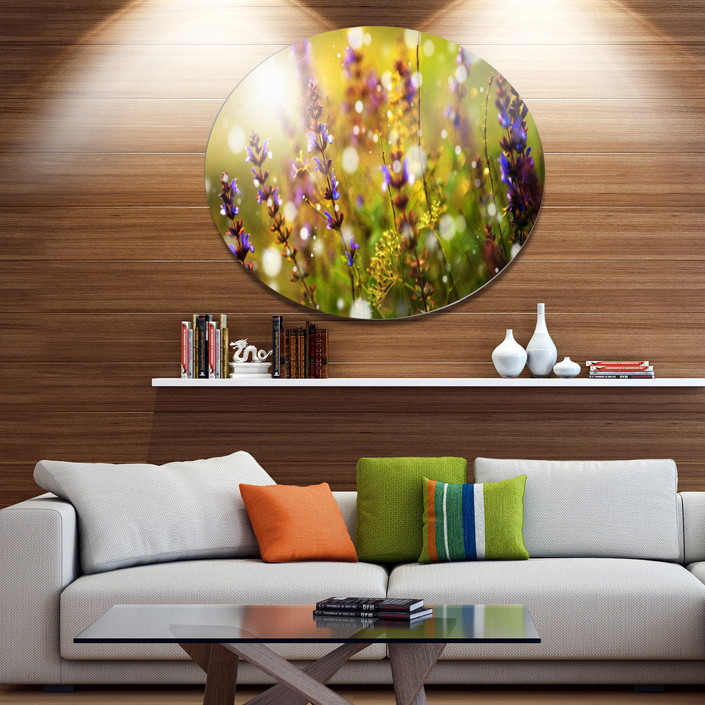 Beautiful Purple Wild Flowers, Flower Round Metal Wall Art, 23"