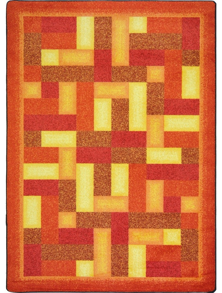 Kid Essentials Rug, Off Beat, Orange, 5'4"x7'8"