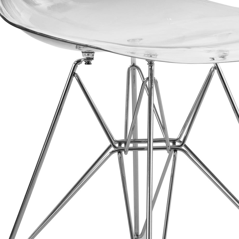 Cresco Acryclic Dining Side Chairs with Eiffel Legs Set of 2, Clear