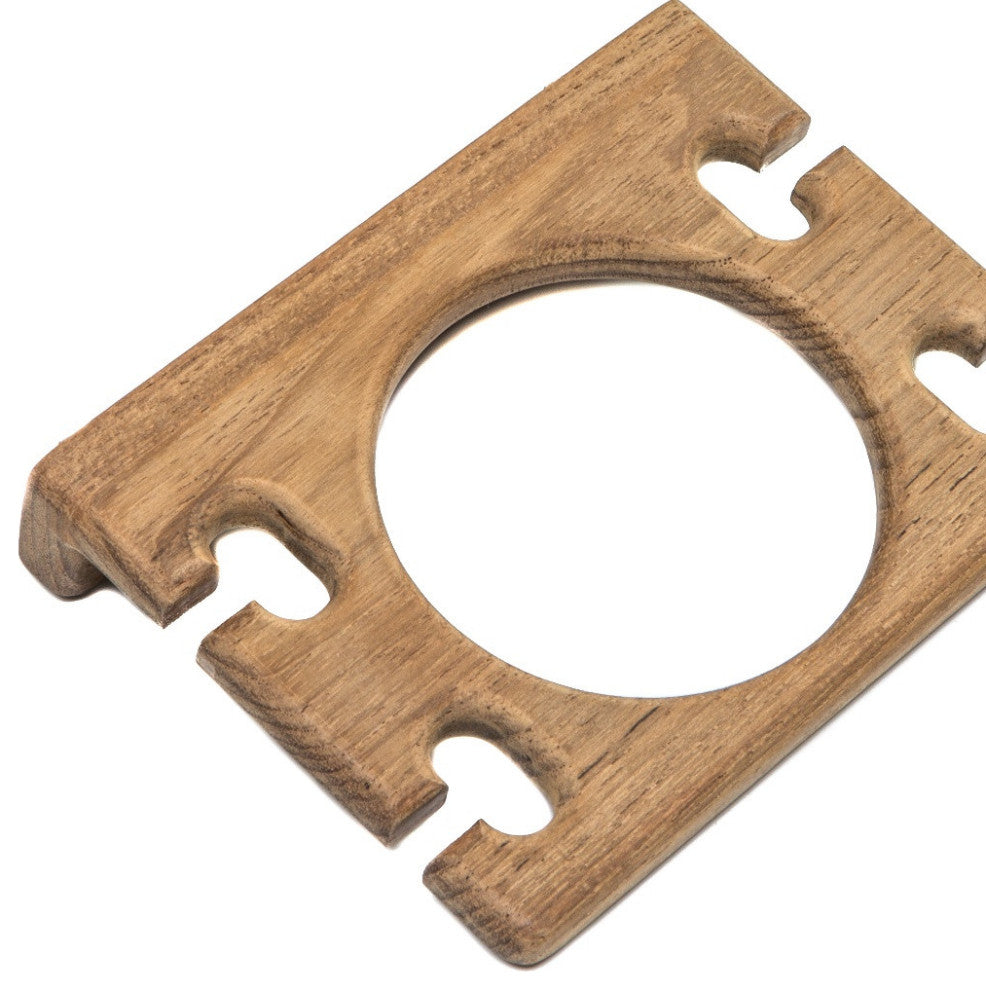 Traditional Solid Teak Wall Mount Glass and Toothbrush Holder